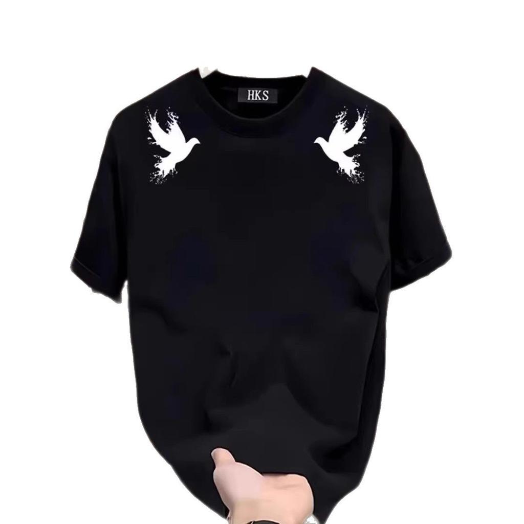 Trendy Brand Short-Sleeved Pure Cotton Men'S Printed T-Shirt Trendy Men'S And Women'S Versatile Round Neck T-Shirt Men'S