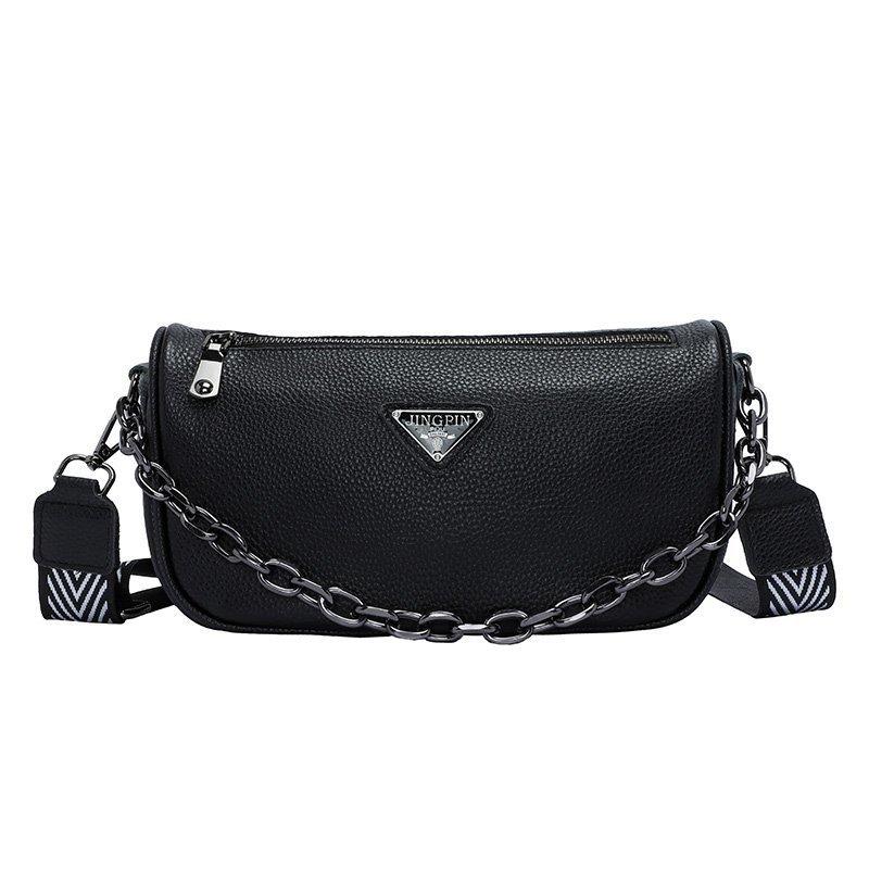 

Кожаная женская сумка простая и модная сумка через плечо с текстурой иностранной мягкой кожи маленькая квадратная сумка чёрный