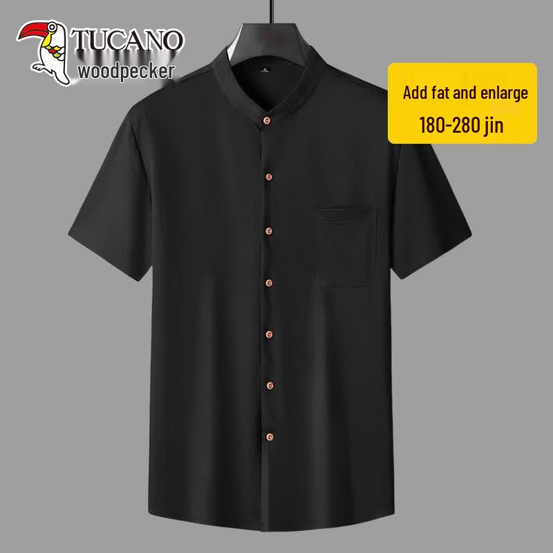 TUCANO Men's Plus Size Short Sleeve Stand Collar Shirt