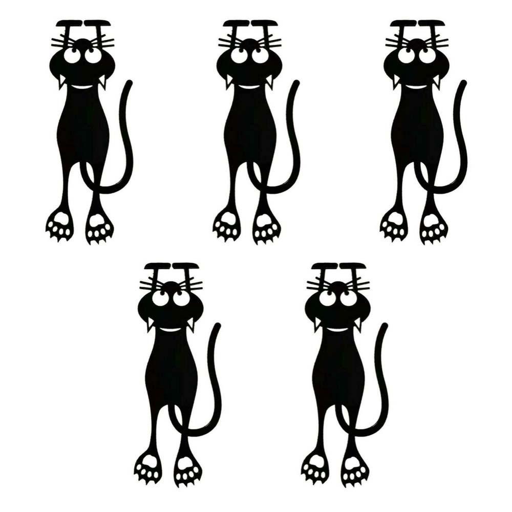 

Hollowed-out Black Cat Bookmarks Cartoon Book Clip Cute Acrylic Black Kitten Bookmarks Office 5Pcs