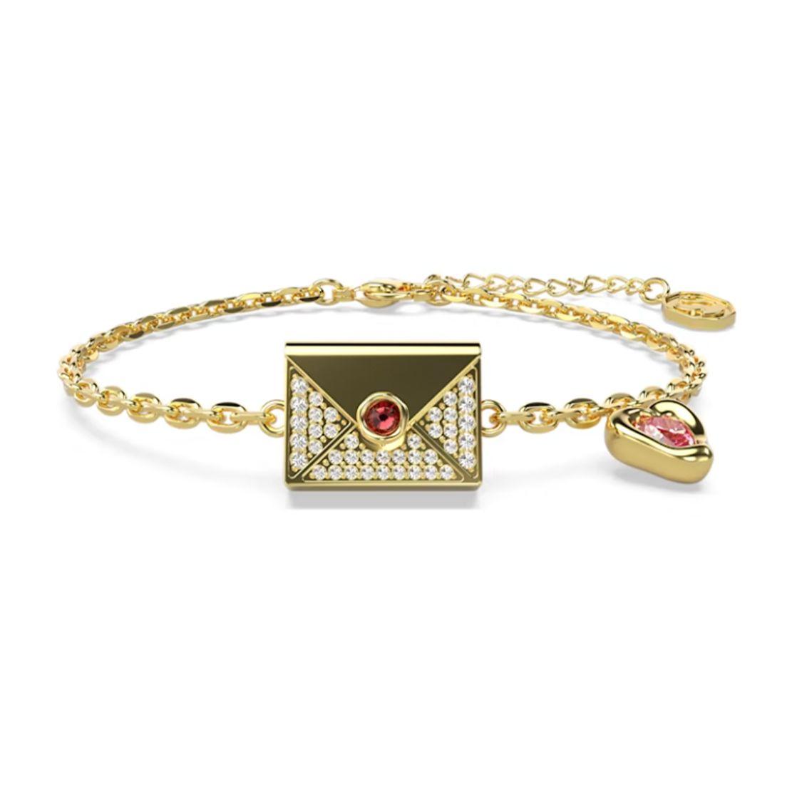 Swarovski Letra Envelope Heart Design Gold Plated Bracelet Women bracelet 5666222 Box (Random Color)