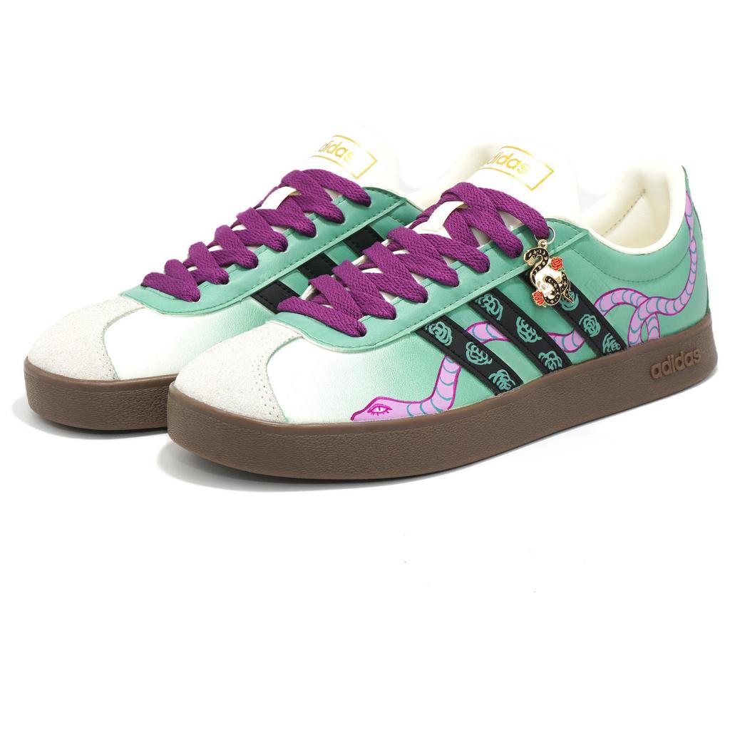 Adidas VL COURT 2.0 Cushioning, Wear Resistant Low top Skateboard Shoes Unisex Green Purple JI0497(Team628-)