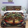 Tree of Life Pattern Bedding Quilt Set Quilt Cover Pillowcase Home Decoration Gift (1 * Duvet Cover + 2 * Pillowcase, Without Core)