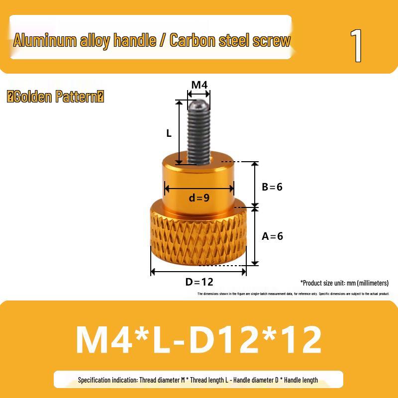 M3M4 Aluminum Alloy Hand-Tightening Flat Head Knurled Adjustment Screw Bolt