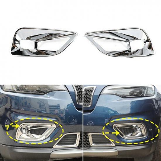 Chrome Front Fog Lamp Light Cover Trim Frame Decor Bezels For Jeep Cherokee 19+