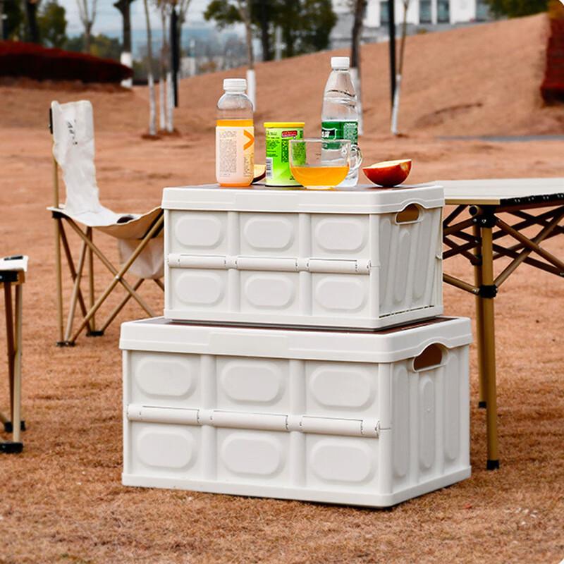 Foldable Camping Storage Box with Wood Lid