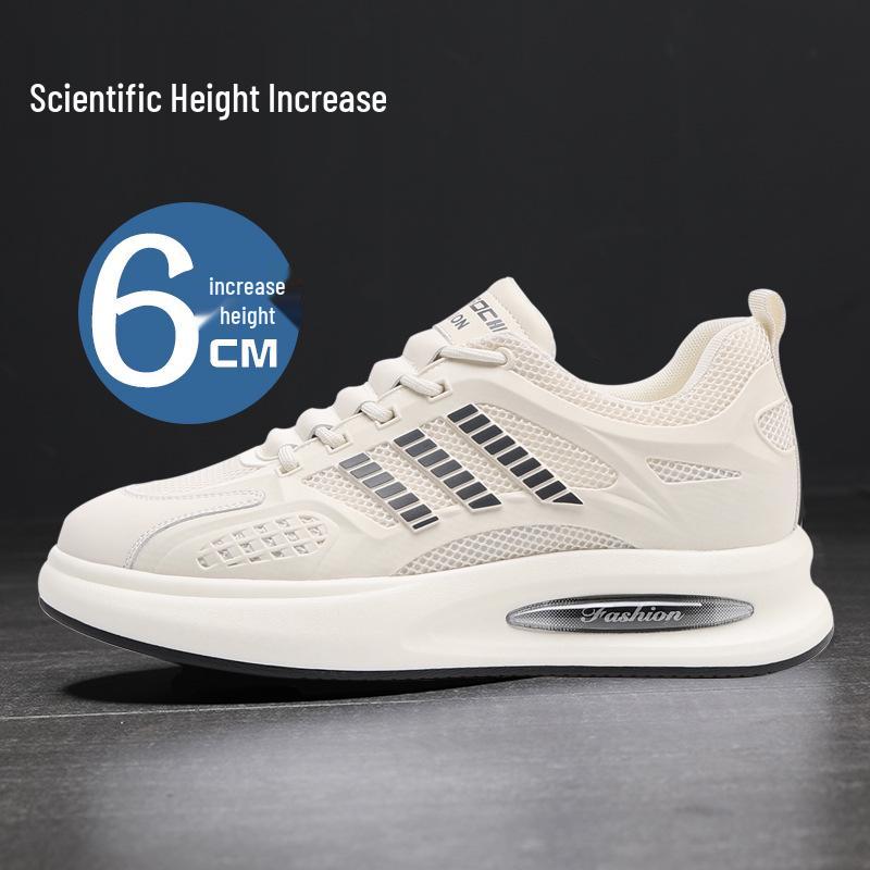 

Men s 2025 Hong Kong Style Height-Boosting Mesh Sneakers - Breathable White Casual Athletic Shoes 41