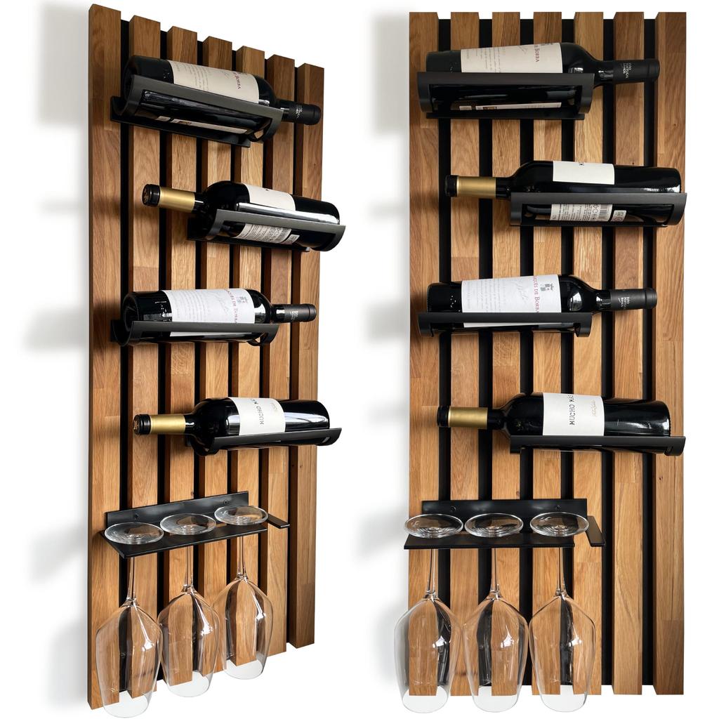 Oak Lamele wine and glass rack 98x40cm