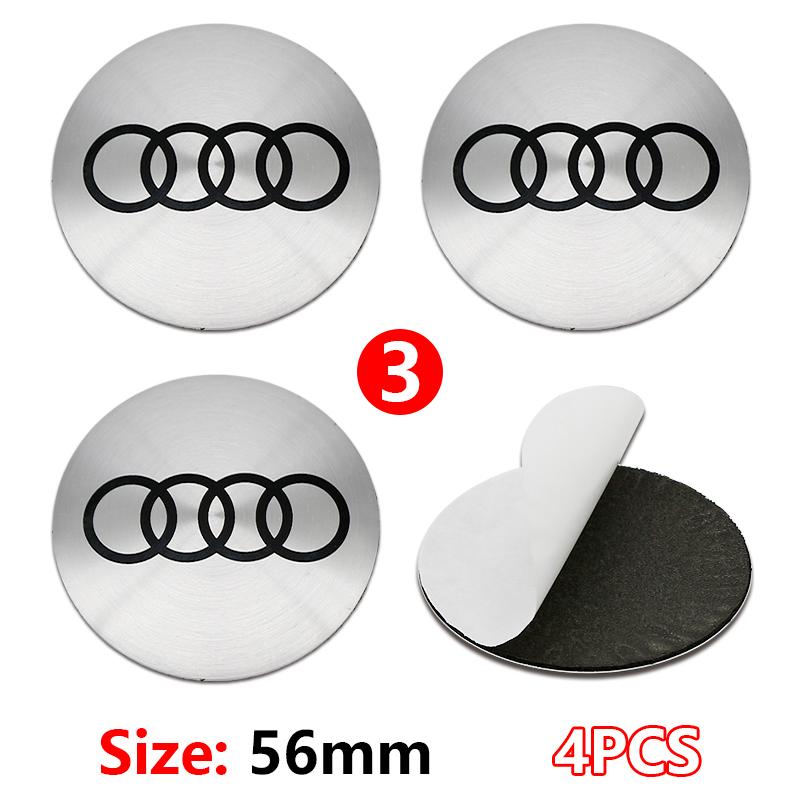 4Pcs 56mm Wheel Rim Hubcap Identity Overlay For 5w RS B8 B9 S A3 8V A4A6 C7 C6 A5 Q3 Q5 Q7 A1 Motorsport Tuning Accessoryw5