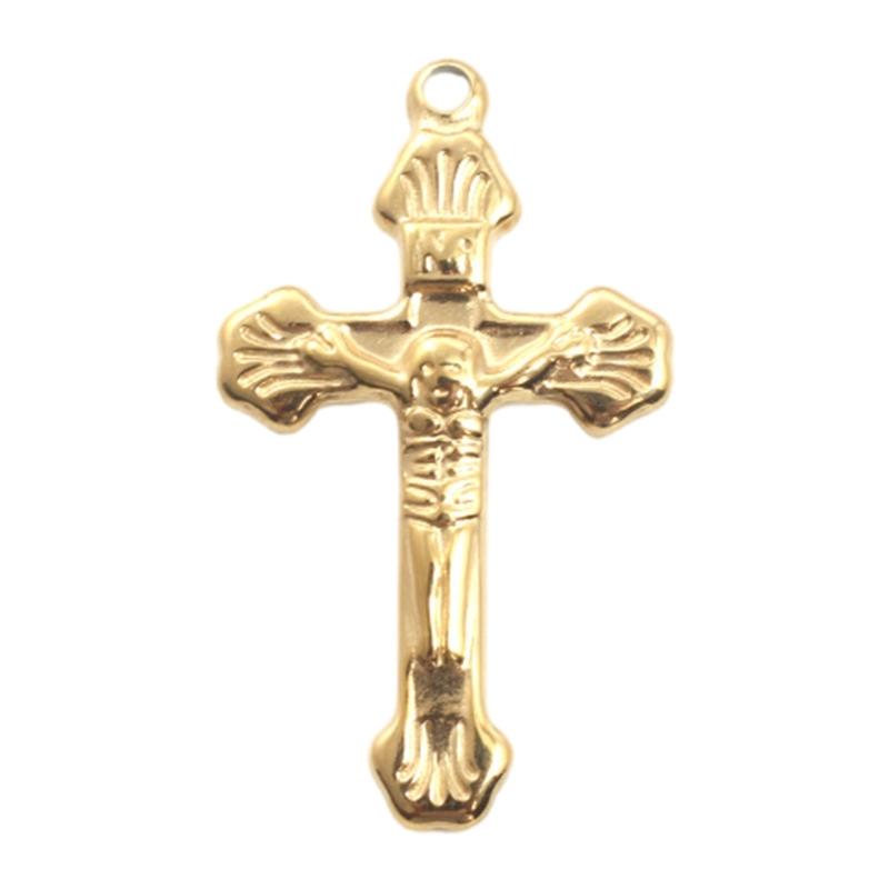 Classical Retro Crucifix Pendant Stainless Steel Men's Jewelry Gold Plated Unisex Faith Necklace Pendant