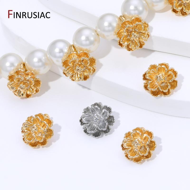 14K Gold Plated Brass Flower Shape Charms Pendant For Jewelry,Blooming Floral Charms For DIY Bracelet Earrings Accessories