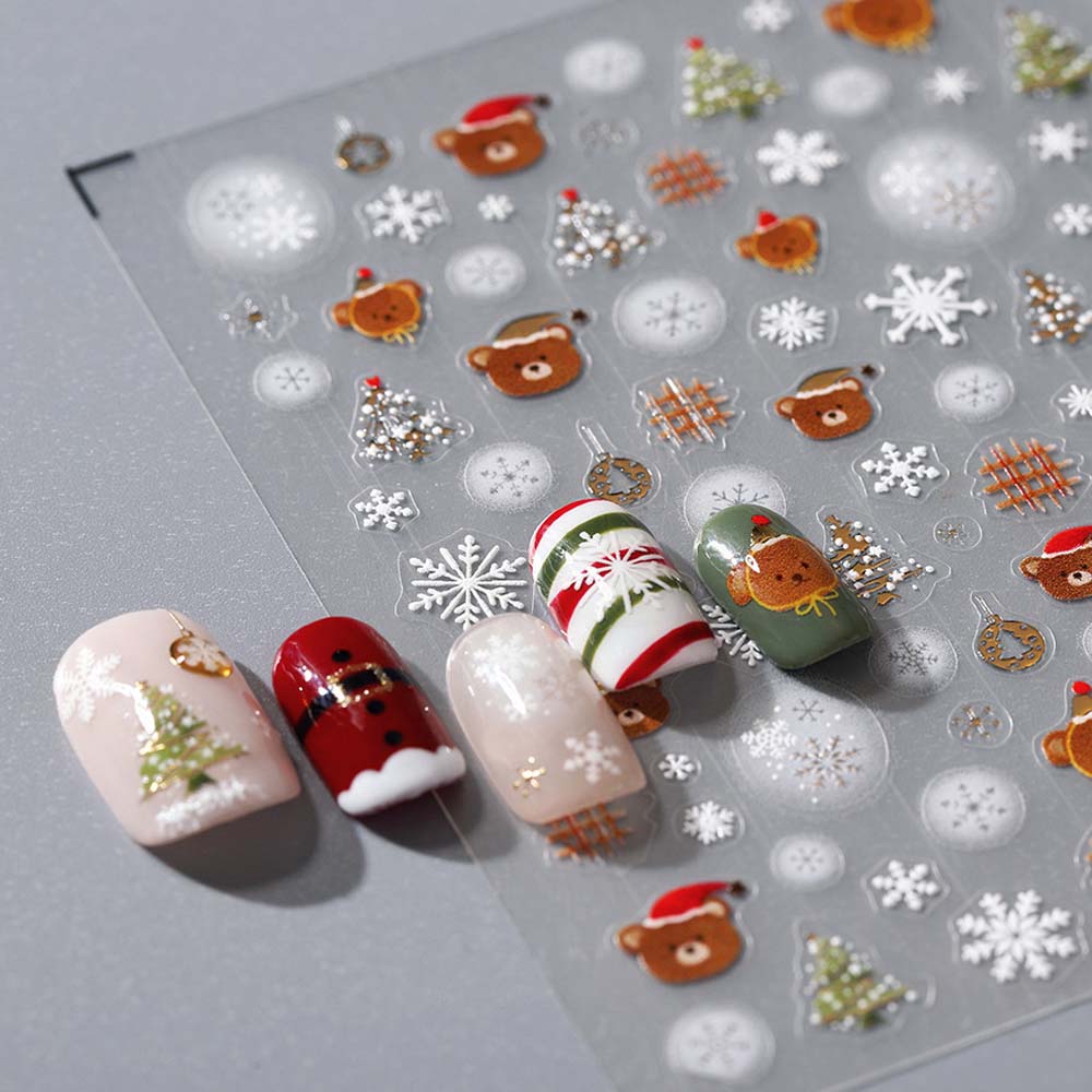 Cartoon Christmas Nail Stickers Santa Claus Xmas Nail Decorations Christmas Nail Decals Nail Salon
