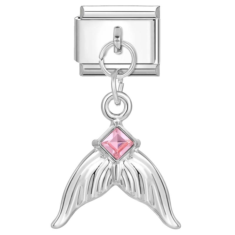 Zircon Colorful Crystal Butterfly Heart Flower Pendant Italian Charm Link Fit 9mm Bracelet Stainless Steel Women DIY Making Gift