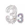 0-9 Number Number Balloon Stand 3D Silver Giant Size Digital Balloon Frame 65 Inch Aluminum Film Mosaic Balloon Party