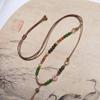 Colorful Handmade Chinese Hetian Jade Beaded Pendant Necklace with Adjustable Rope
