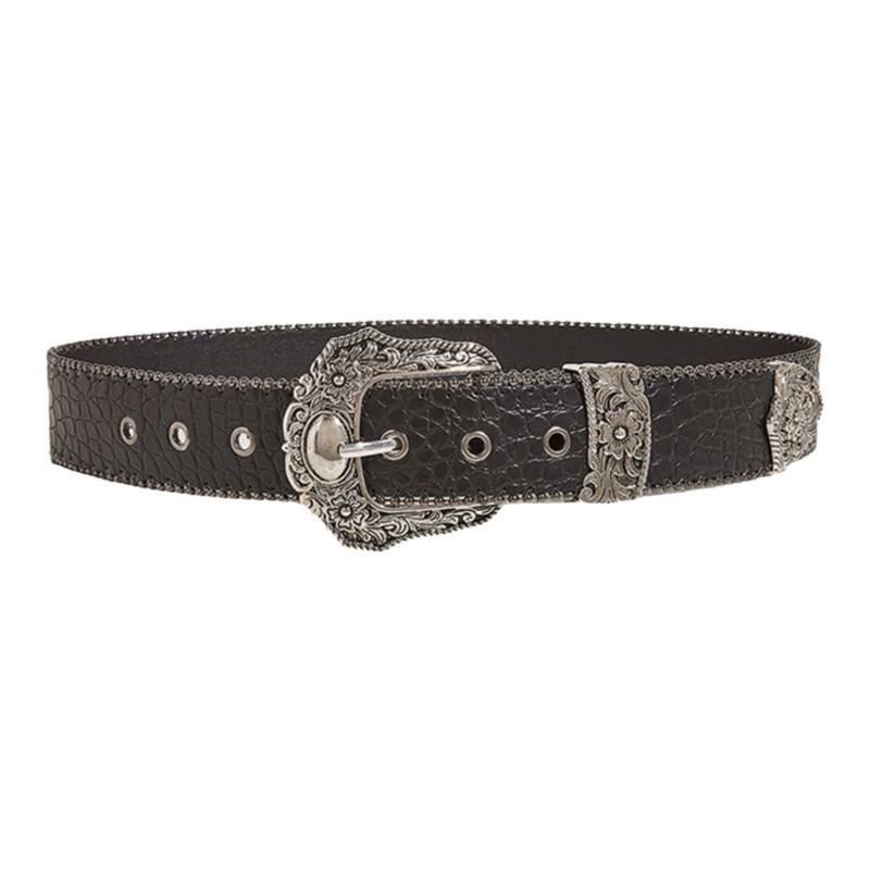 Imitation Crocodile Skin Pattern Belts for Woman European Style Classical Metal Buckle Apparel Accessories