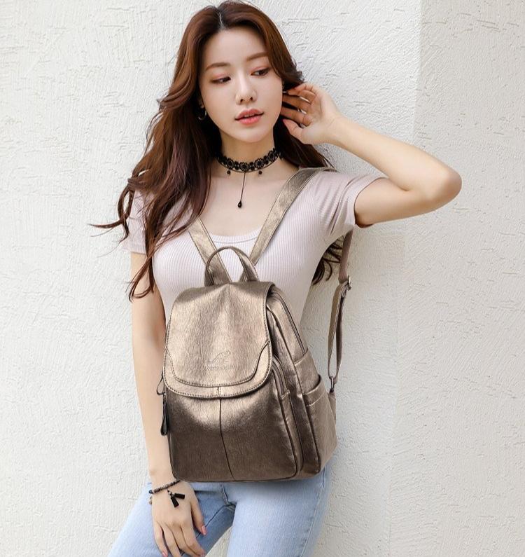 Weißer Frauenrucksack Weibliche Lederrucksäcke Damen Sac A Dos Schultaschen für Mädchen Große Kapazität Reiserucksack Rucksäcke