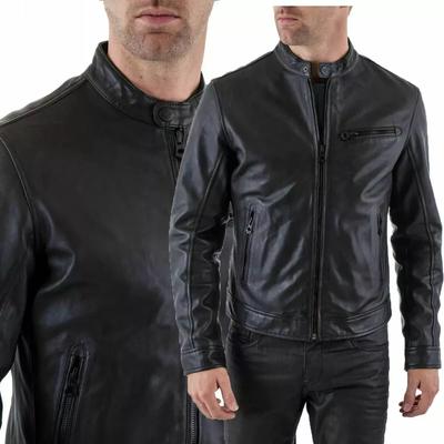 Real Lambskin Leather Men Jacket Black Stylish Genuine Handmade Lambskin Soft
