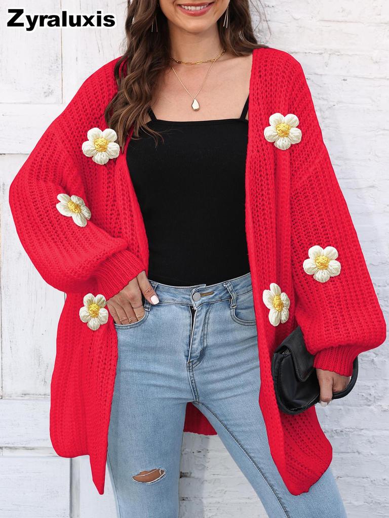 Gilet Cardigan Grosse Maille pour Femme, Nouveautés Automne Style Décontracté Lâche