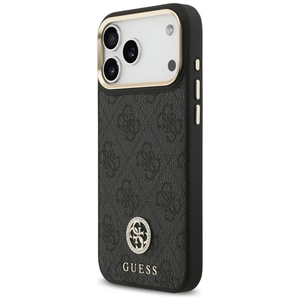 Guess 4G Strass Logo & Big StrapMetal Buttons MagSafe Case for iPhone 17 Pro Max Black