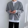 Men's Korean Double Zipper Round Neck Casual Knit Cardigan - Loose, Versatile, Solid Color Sweater.