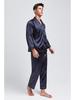 Men's Silk Print Pajamas Set - Long Sleeve Ice Silk Sleepwear for Spring/Summer, Plus Size Available