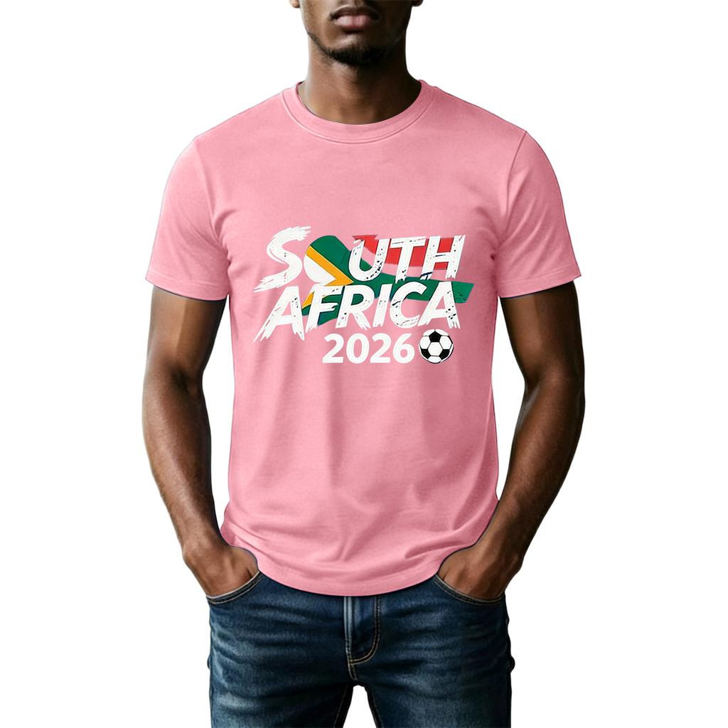 Unisex Voetbal Fan Shirt Zuid-Afrika 2026 Support Shirt Casual Top met Korte Mouwen voor Voetbal Evenementen en Sportactiviteiten