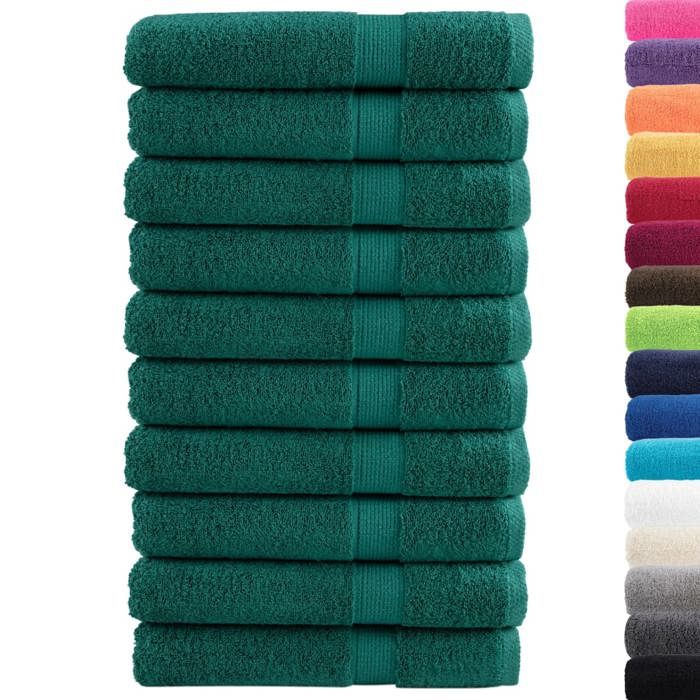 VidaXL Premium Quality Towels 10 Pcs, Shower Towels, Bath Sheets, Guest Towels, Green 137343