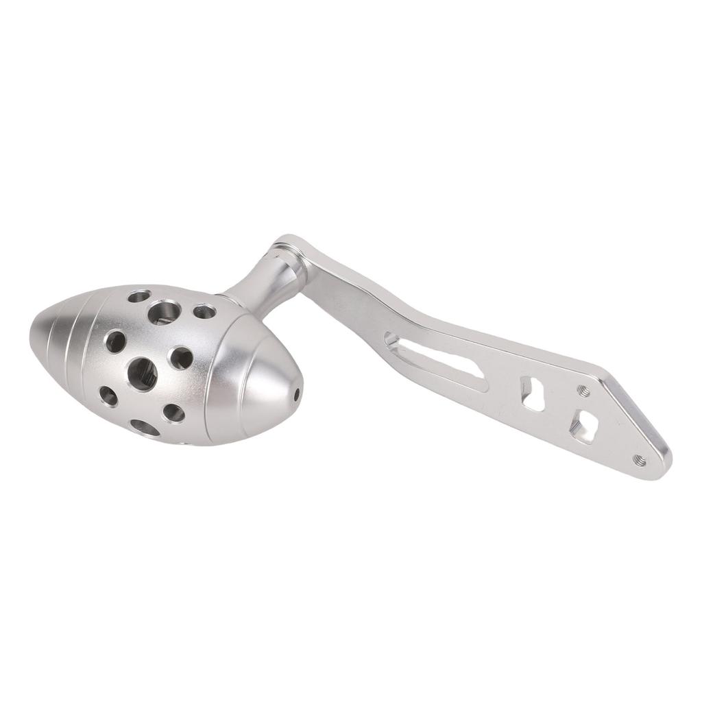 Fishing Reel Handle Silver White Aluminum Alloy Single Baitcasting Reel Power Handle with Olive Shaped Knob for