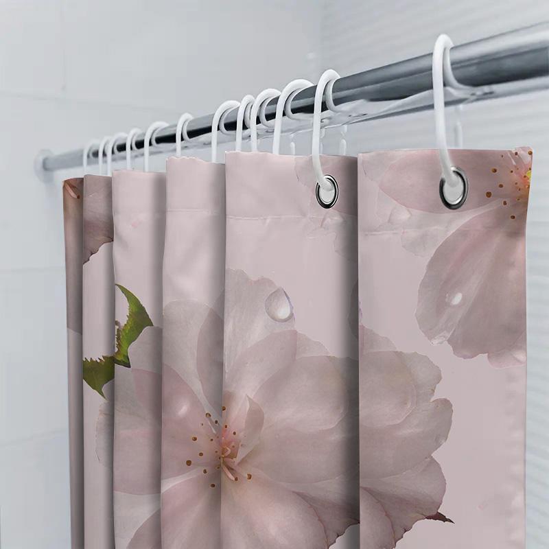 Shower Curtain With Peach Blossom Print Pink Shower Curtains For Bathroom Decoration This 128-Character  Title Incorpo