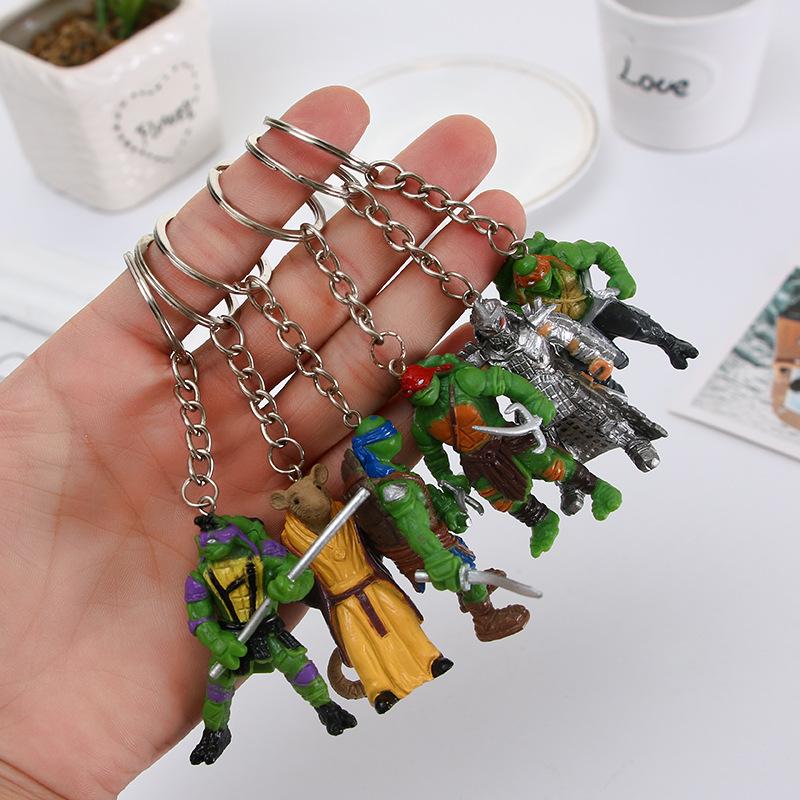 

6pcs/set Teenage Mutant Ninja Turtles Keychain Anime Backpack Pendant Kawaii Car Keyring Decoration Cosplay Key Chain Toy Gift 5cm