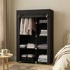Fabric Wardrobe w/ Shelves Hanging Rail Foldable Wardrobe Black