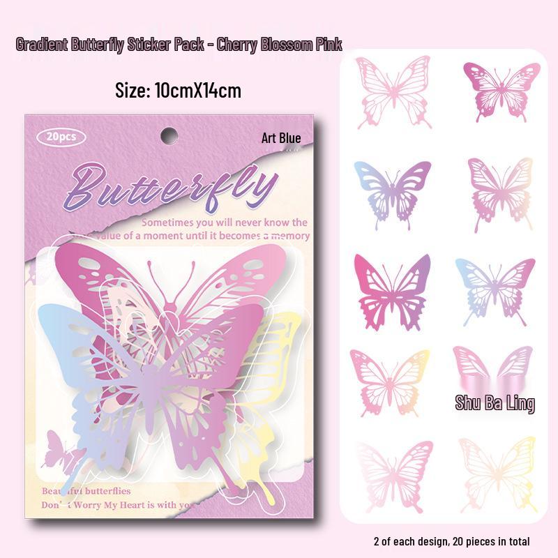 Dazzling 3D Laser Butterfly PET Sticker Pack for DIY Journal Decoration
