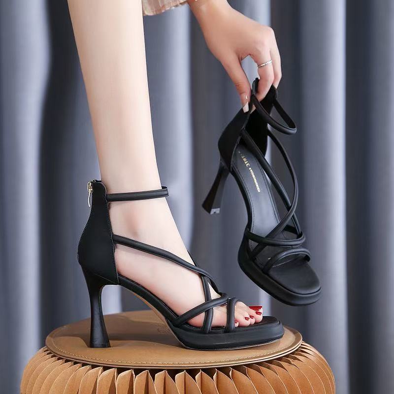 Sexy Stiletto Sandals Women 2026 Summer New Platform Cross Belt Temperament Versatile High-heeled Fashion Shoes