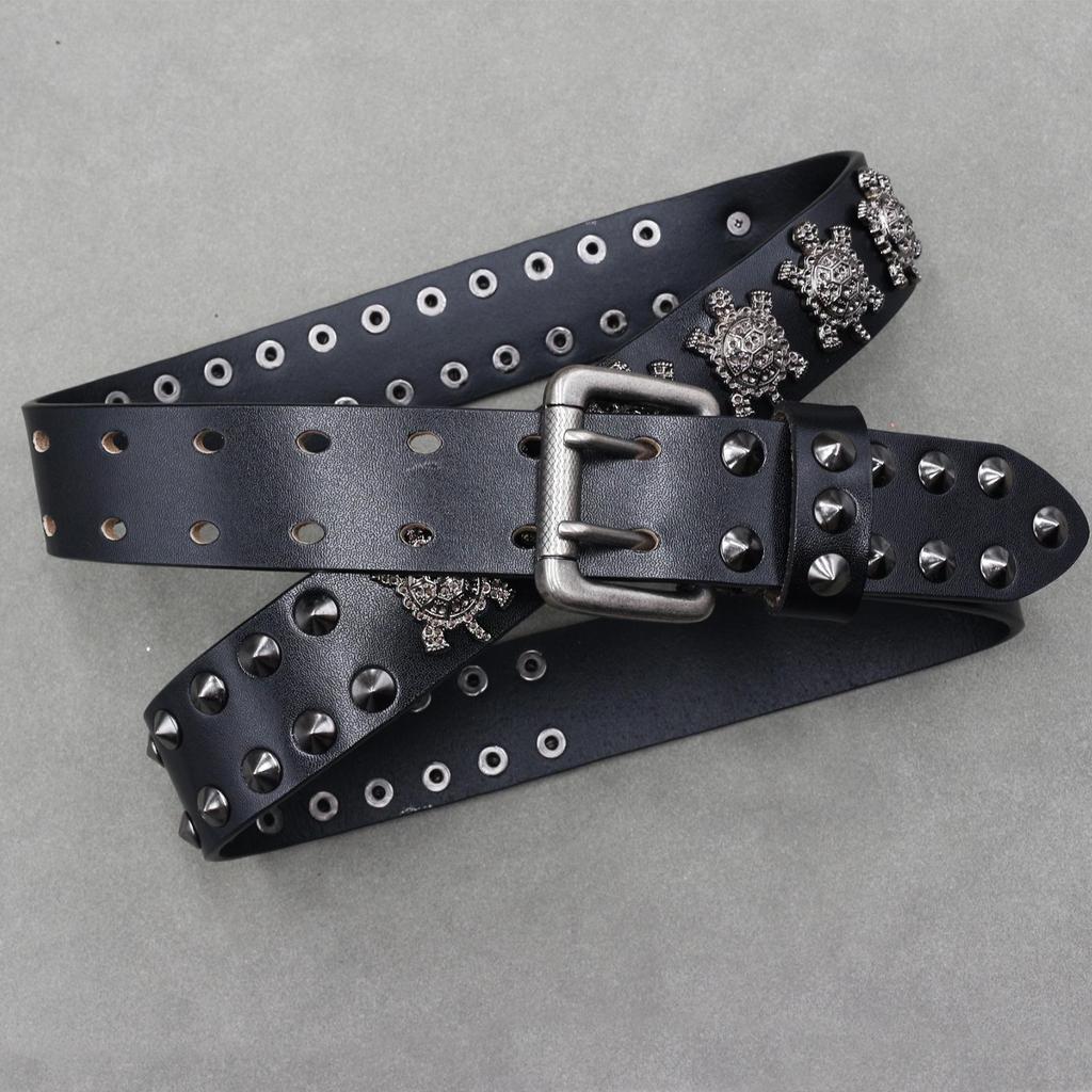 Unisex Heavy Duty Genuine Leather Studded Turtle Punk Belt