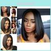 Stylish Black Bob Wig With Natural Appearance For Women Featuring Middle Part Design
