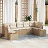 VidaXL 7-Piece Garden Sofa with Cushions Beige Poly Rattan 3348162