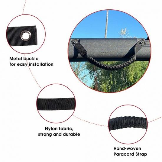 For Ford Bronco -2025 Roll Bar Paracord Grab Handles Grip Handles Black 4pcs