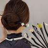 Antique Wood Hairpins Female New Chinese Simple Geometric Black Hair Sticks Hair Clips For Women Hair Accessories Pearl Headwear