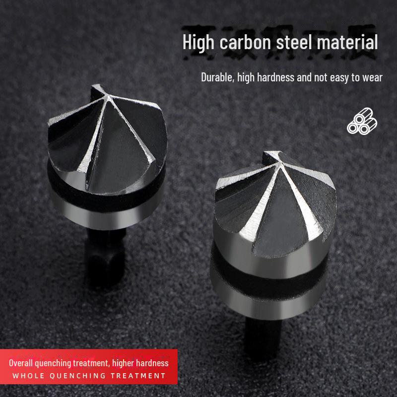 Black Hexagonal Handle 90° Woodworking Chamfering Tool Set - 3 Titanium-plated, 5-blade Hole Expansion Pieces