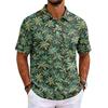 Men's Short Sleeve Polo Shirt Hawaiian Style Loose Fit Casual Top with Print and Classic Collar for Daily Wear