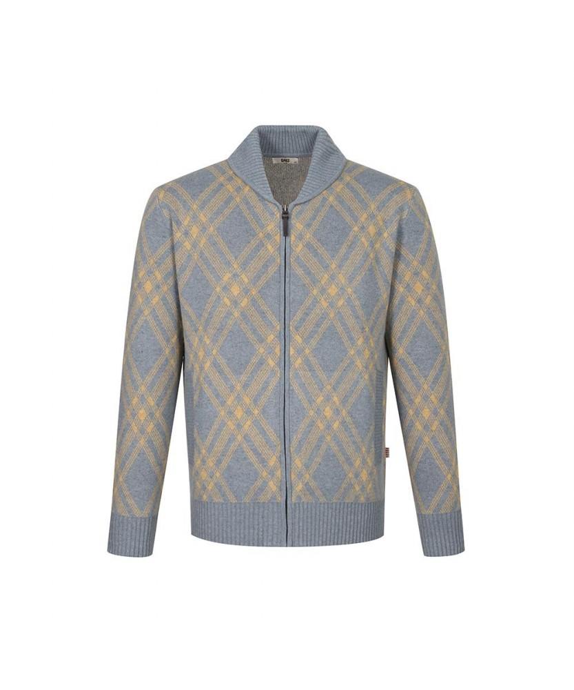 Daks Shirts Wool Blend Shawl Collar Check Full Zip_Dlw1Swzu113B1