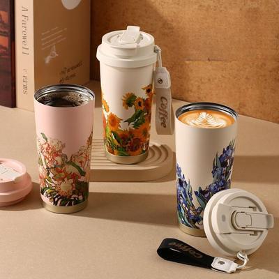 500 ml/17 oz Kaffeetasse aus Edelstahl SUS316 mit Strohhalm Tragbarer Becher Thermos-Wasserflaschen Copo Vakuumisolierte Flasche