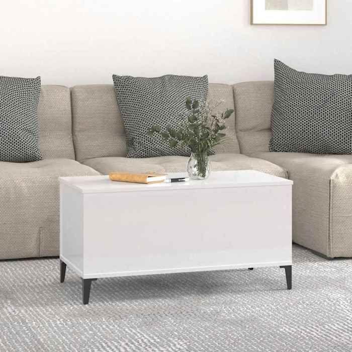 819590 vidaXL Coffee Table High Gloss White 90x44.5x45 Cm Engineered Wood