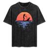 Sunset Stand Up Paddle Dog And Girl Tshirt Casual Breathable Short Sleeve Top