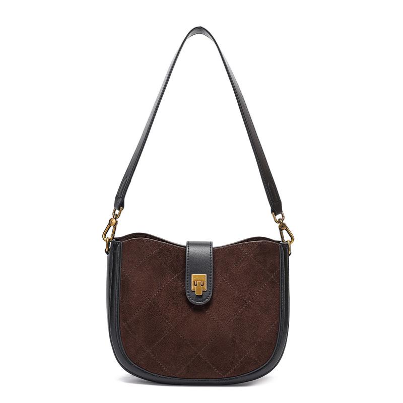 

Genuine leather Saddle Bag for Women, High-end Feel; Cowhide Underarm Bag, Stylish Single-shoulder Crossbody Bag кавовий