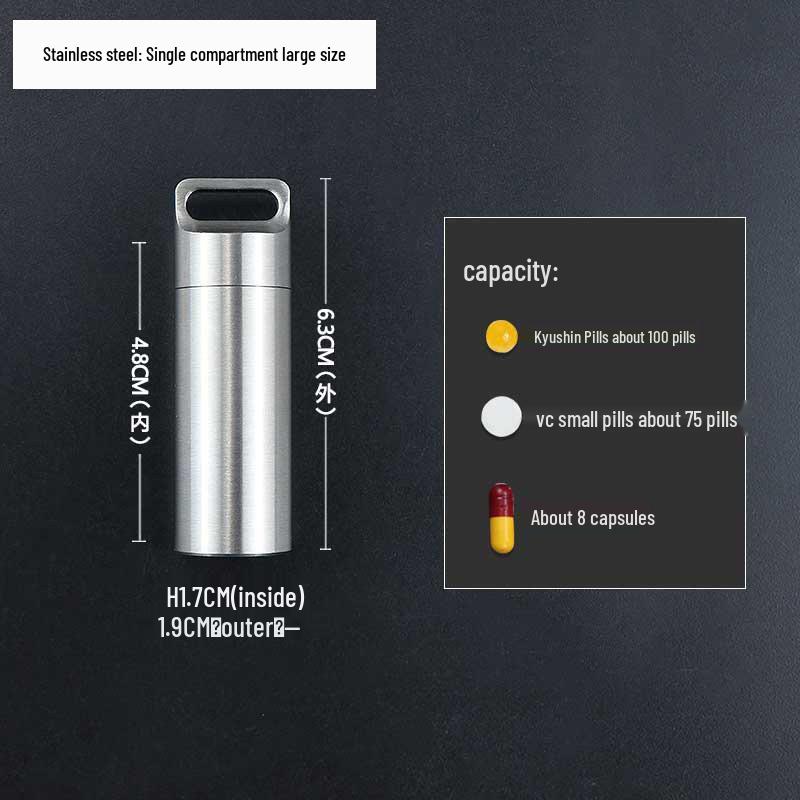 Waterproof Stainless Steel Mini Pill Box - Portable, Moisture-Proof Travel Medication Container