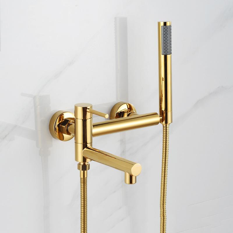 Brass Bathroom Shower Set Bathtub Faucet Handheld Shower Head Set Simple Multi-functional Shower Faucet Hot And Cold Mixed Tap