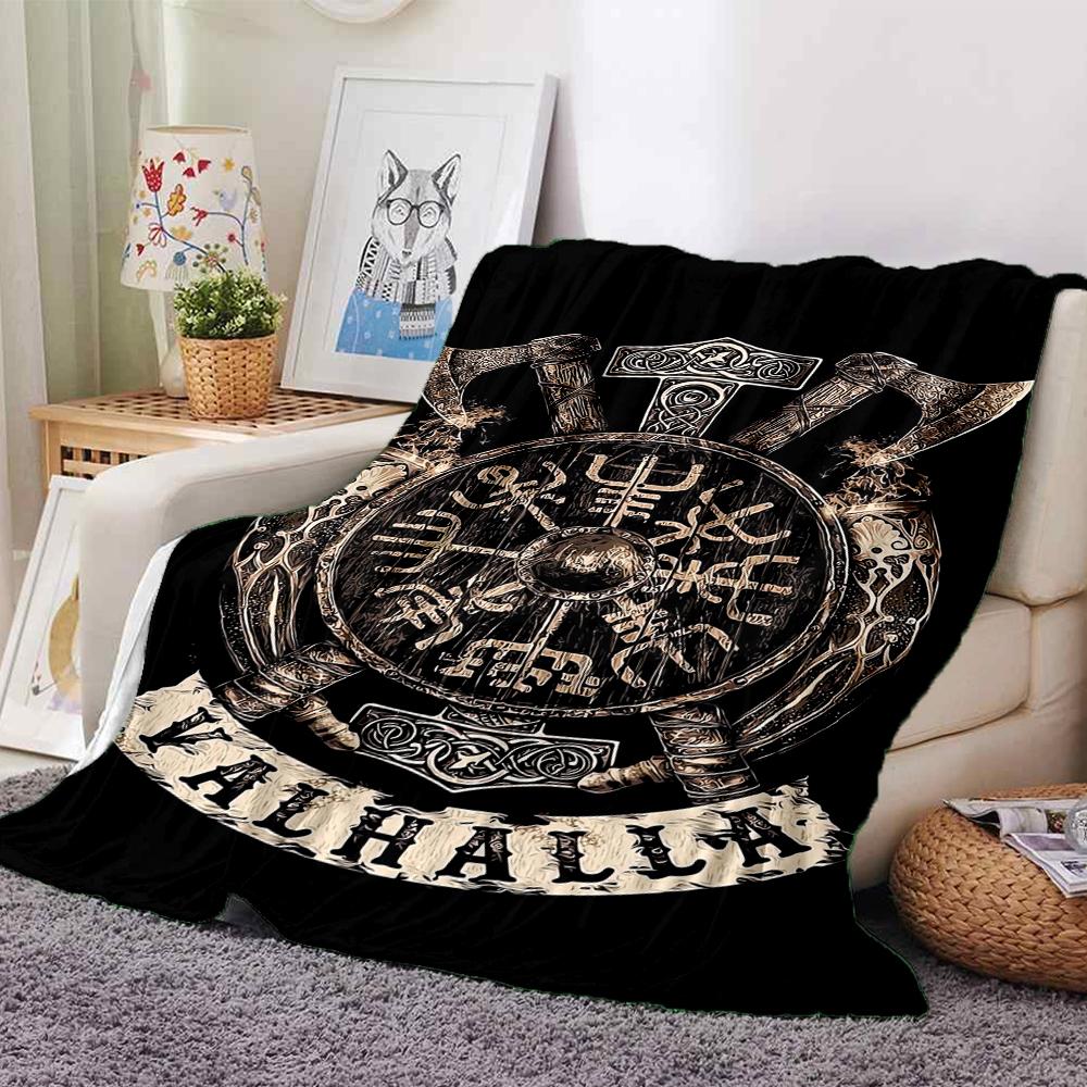 Viking Theme Printed Blanket - Perfect for Couch, Bed, Travel & Outdoor Use | Machine Washable, Cozy & Durable.