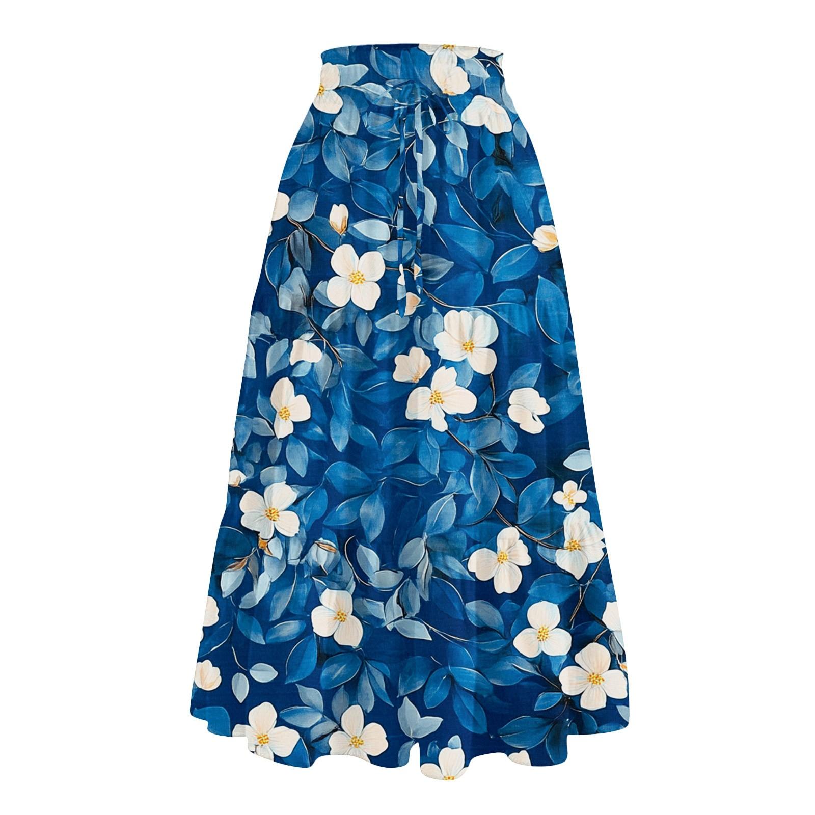 

Женская повседневная и модная юбка с цветочным принтом и эластичным поясом, свободная юбка с талией S